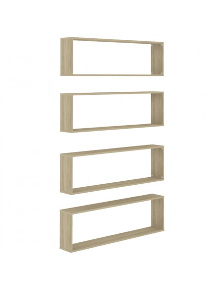Mensole Parete a Cubo 4pz Rovere Sonoma 100x15x30cm Multistrato