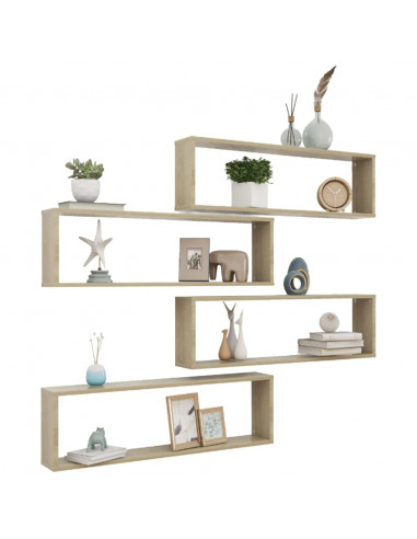 Mensole Parete a Cubo 4pz Rovere Sonoma 100x15x30cm Multistrato