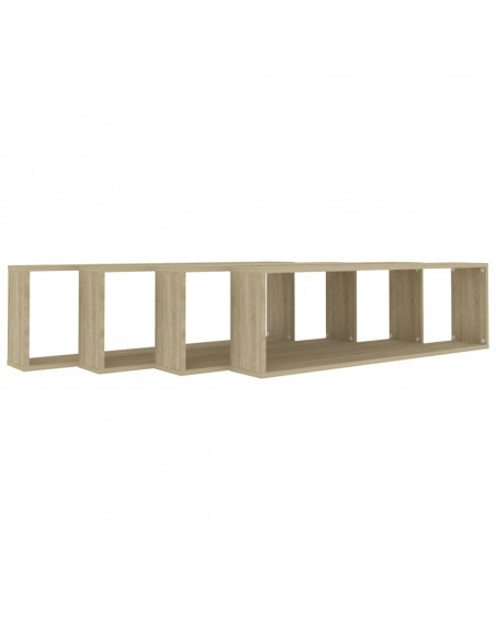 Mensole Parete a Cubo 4pz Rovere Sonoma 100x15x30cm Multistrato