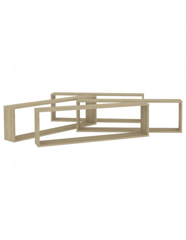 Mensole Parete a Cubo 4pz Rovere Sonoma 100x15x30cm Multistrato
