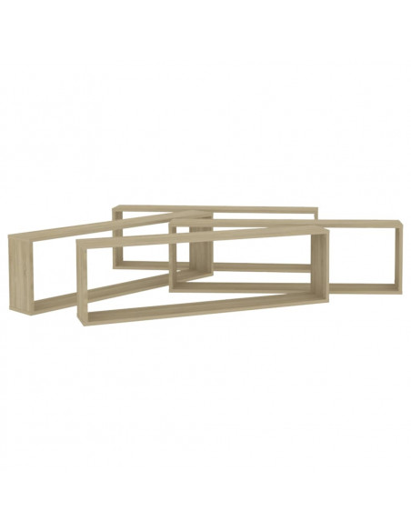 Mensole Parete a Cubo 4pz Rovere Sonoma 100x15x30cm Multistrato