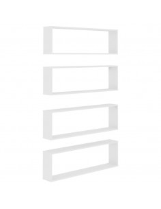 Mensole Parete a Cubo 4 pz Bianco 100x15x30 cm in Multistrato 2