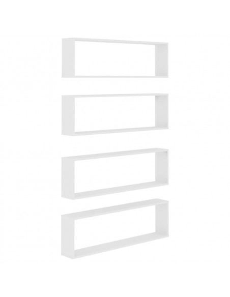 Mensole Parete a Cubo 4 pz Bianco 100x15x30 cm in Multistrato