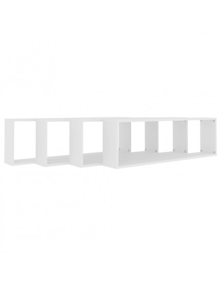 Mensole Parete a Cubo 4 pz Bianco 100x15x30 cm in Multistrato