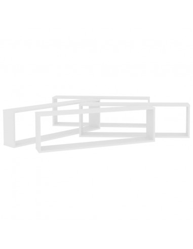 Mensole Parete a Cubo 4 pz Bianco 100x15x30 cm in Multistrato