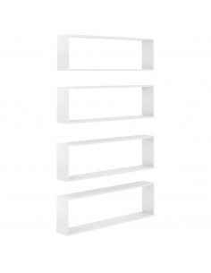 Mensole Parete a Cubo 4pz Bianco Lucido 100x15x30cm Multistrato 2