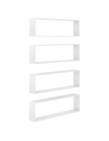 Mensole Parete a Cubo 4pz Bianco Lucido 100x15x30cm Multistrato