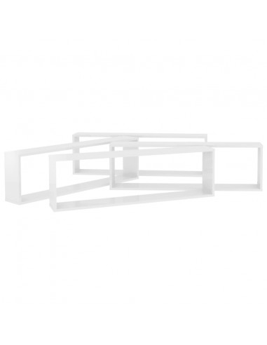 Mensole Parete a Cubo 4pz Bianco Lucido 100x15x30cm Multistrato