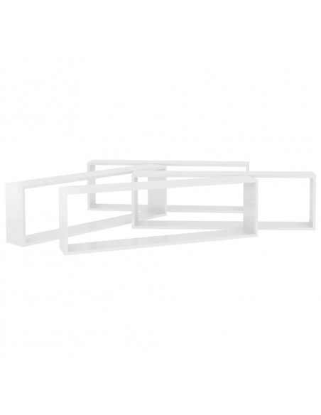 Mensole Parete a Cubo 4pz Bianco Lucido 100x15x30cm Multistrato