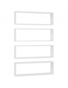 Mensole Parete a Cubo 4pz Bianco 80x15x26,5cm Legno Multistrato 2