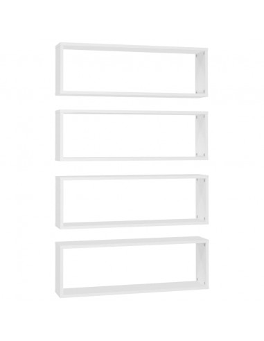 Mensole Parete a Cubo 4pz Bianco 80x15x26,5cm Legno Multistrato