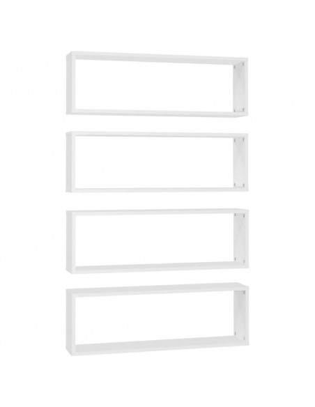 Mensole Parete a Cubo 4pz Bianco 80x15x26,5cm Legno Multistrato