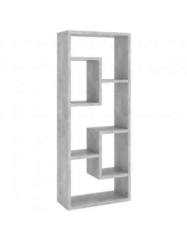 Scaffale a Parete Grigio Cemento 36x16x90 cm Legno Multistrato