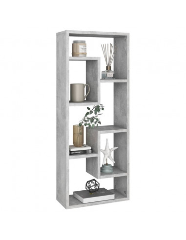 Scaffale a Parete Grigio Cemento 36x16x90 cm Legno Multistrato