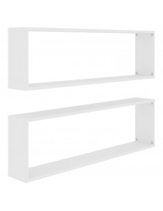 Mensole Parete a Cubo 2 pz Bianco 100x15x30 cm in Multistrato 2