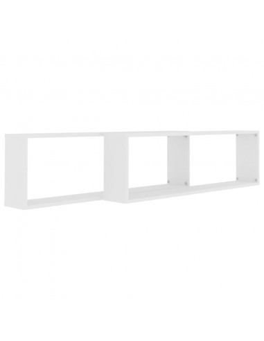 Mensole Parete a Cubo 2 pz Bianco 100x15x30 cm in Multistrato