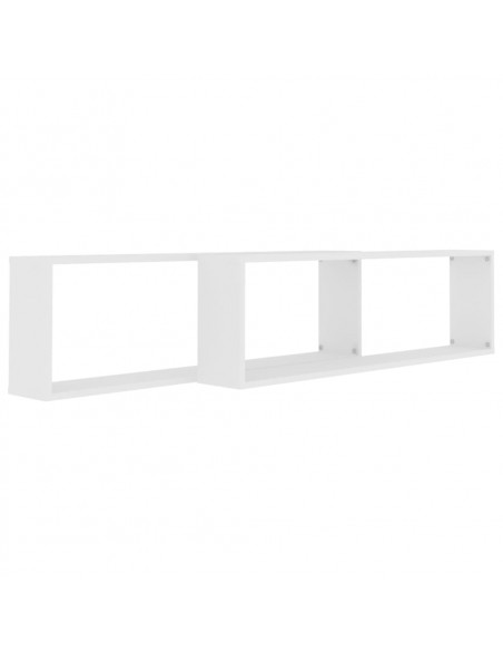 Mensole Parete a Cubo 2 pz Bianco 100x15x30 cm in Multistrato