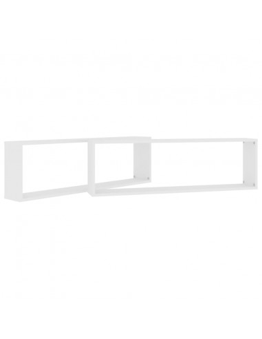 Mensole Parete a Cubo 2 pz Bianco 100x15x30 cm in Multistrato