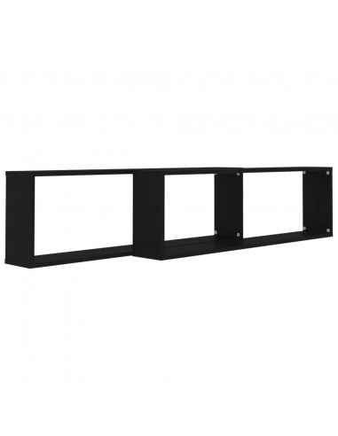 Mensole Parete a Cubo 2 pz Nere 100x15x30 cm Legno Multistrato