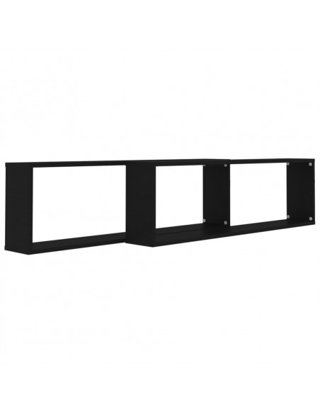 Mensole Parete a Cubo 2 pz Nere 100x15x30 cm Legno Multistrato