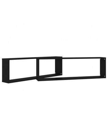 Mensole Parete a Cubo 2 pz Nere 100x15x30 cm Legno Multistrato
