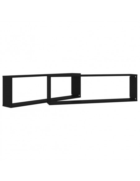 Mensole Parete a Cubo 2 pz Nere 100x15x30 cm Legno Multistrato
