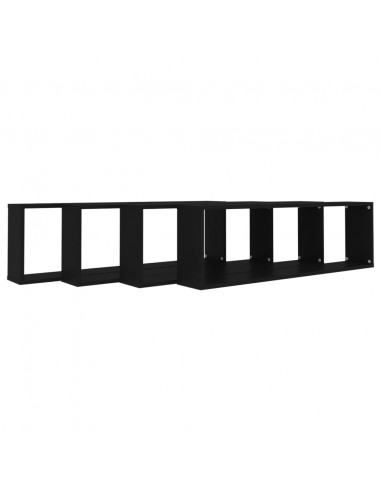 Mensole Parete a Cubo 4 pz Nere 100x15x30 cm Legno Multistrato