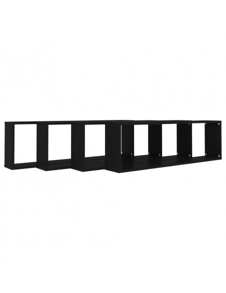 Mensole Parete a Cubo 4 pz Nere 100x15x30 cm Legno Multistrato