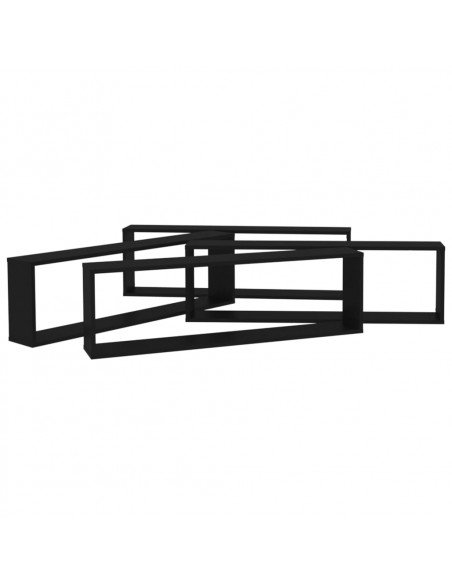 Mensole Parete a Cubo 4 pz Nere 100x15x30 cm Legno Multistrato