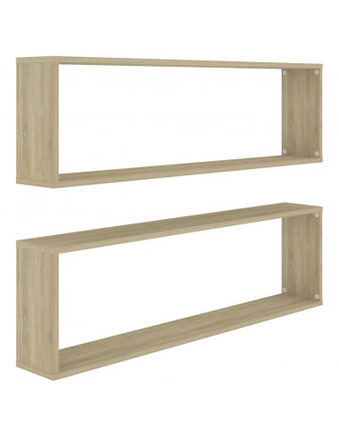 Mensole Parete a Cubo 2pz Rovere Sonoma 100x15x30cm Multistrato