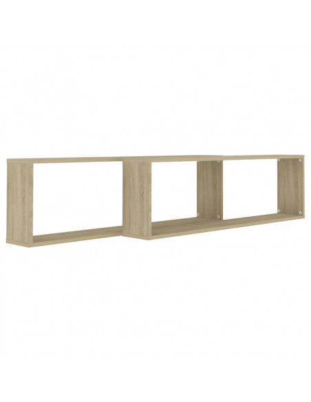 Mensole Parete a Cubo 2pz Rovere Sonoma 100x15x30cm Multistrato