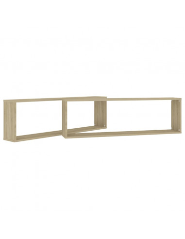 Mensole Parete a Cubo 2pz Rovere Sonoma 100x15x30cm Multistrato