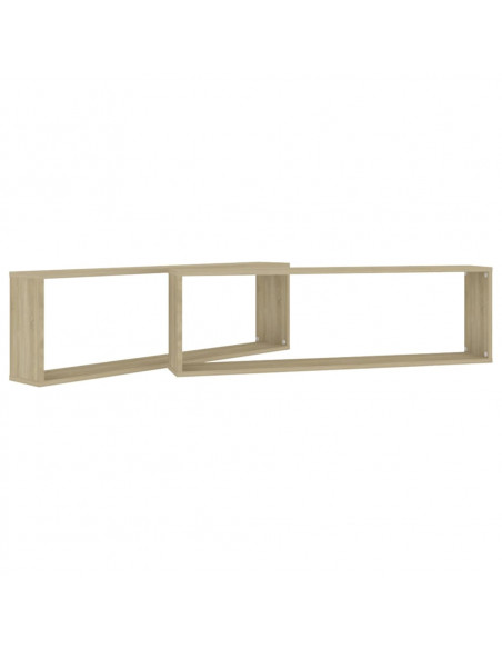 Mensole Parete a Cubo 2pz Rovere Sonoma 100x15x30cm Multistrato
