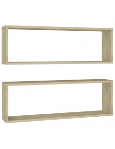 Mensole Parete Cubo 2pz Rovere Sonoma 80x15x26,5cm Multistrato 2