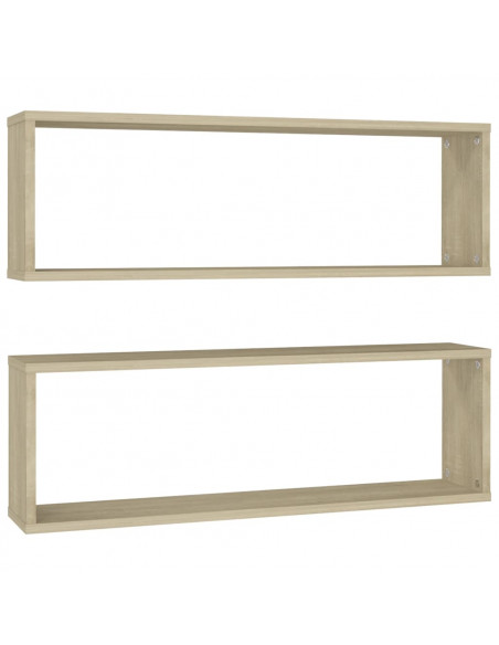 Mensole Parete Cubo 2pz Rovere Sonoma 80x15x26,5cm Multistrato