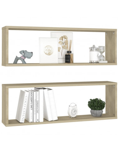Mensole Parete Cubo 2pz Rovere Sonoma 80x15x26,5cm Multistrato
