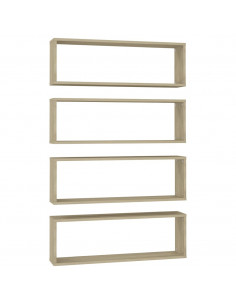 Mensole Parete Cubo 4pz Rovere Sonoma 80x15x26,5cm Multistrato 2