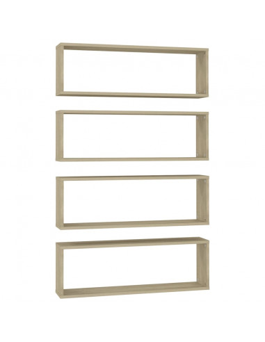 Mensole Parete Cubo 4pz Rovere Sonoma 80x15x26,5cm Multistrato