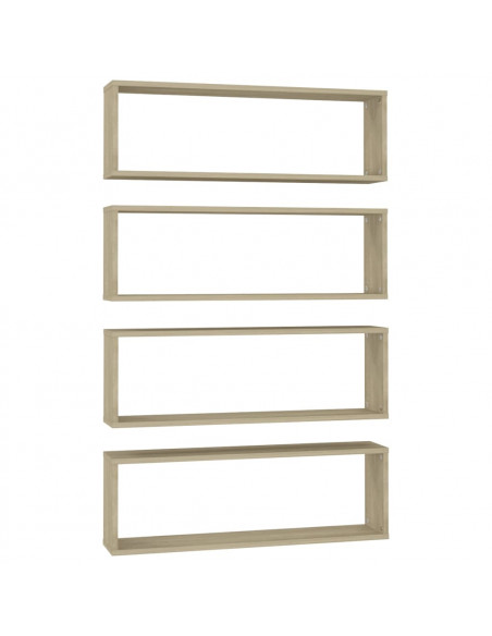 Mensole Parete Cubo 4pz Rovere Sonoma 80x15x26,5cm Multistrato