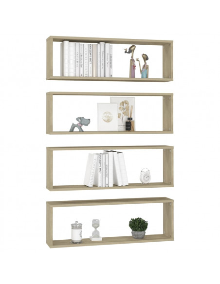 Mensole Parete Cubo 4pz Rovere Sonoma 80x15x26,5cm Multistrato