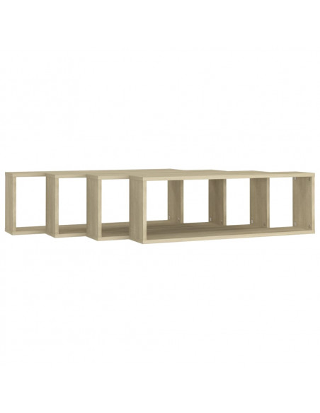Mensole Parete Cubo 4pz Rovere Sonoma 80x15x26,5cm Multistrato