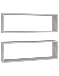 Mensole Parete Cubo 2pz Grigio Cemento 80x15x26,5cm Multistrato 2