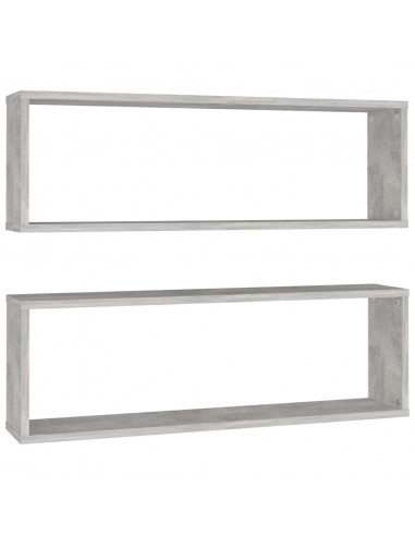 Mensole Parete Cubo 2pz Grigio Cemento 80x15x26,5cm Multistrato
