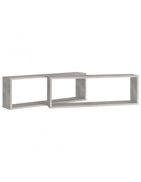 Mensole Parete Cubo 2pz Grigio Cemento 80x15x26,5cm Multistrato
