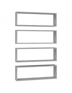 Mensole Parete Cubo 4pz Grigio Cemento 80x15x26,5cm Multistrato 2