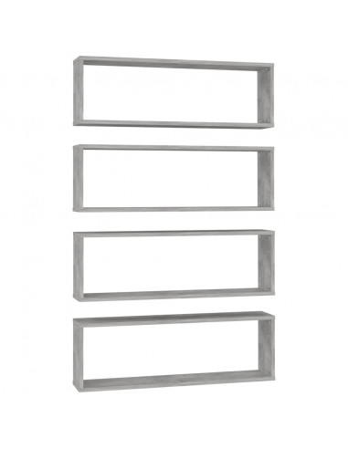 Mensole Parete Cubo 4pz Grigio Cemento 80x15x26,5cm Multistrato