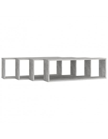 Mensole Parete Cubo 4pz Grigio Cemento 80x15x26,5cm Multistrato