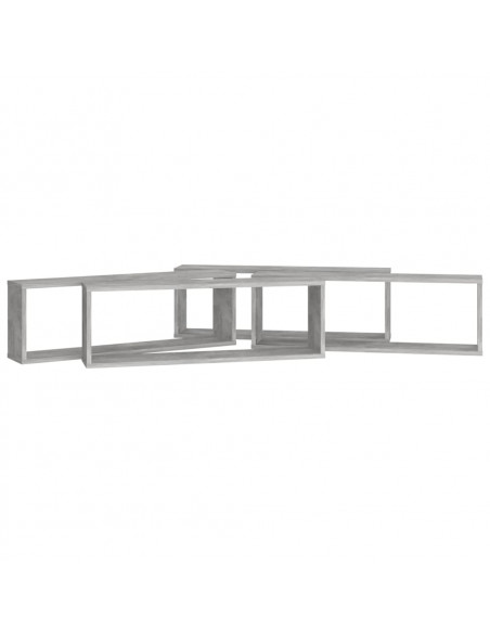 Mensole Parete Cubo 4pz Grigio Cemento 80x15x26,5cm Multistrato