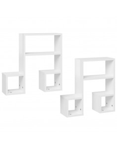 Mensole a Muro 2 pz Bianco Lucido 50x15x50 cm Legno Multistrato 2