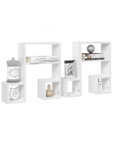 Mensole a Muro 2 pz Bianco Lucido 50x15x50 cm Legno Multistrato